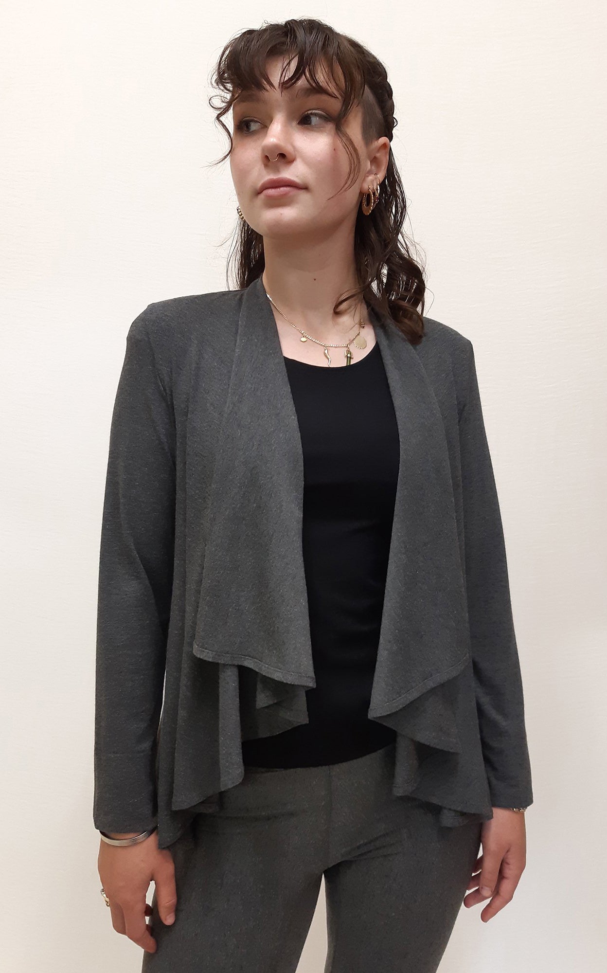 Bamboo Short Cardigan Wrap Charcoal - L only