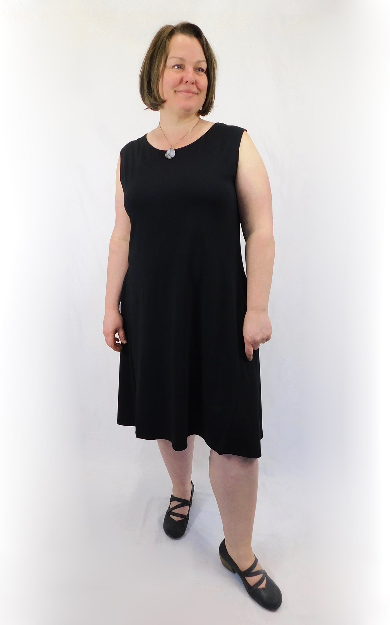 Bamboo Cotton Sleeveless Tank Dress - Black