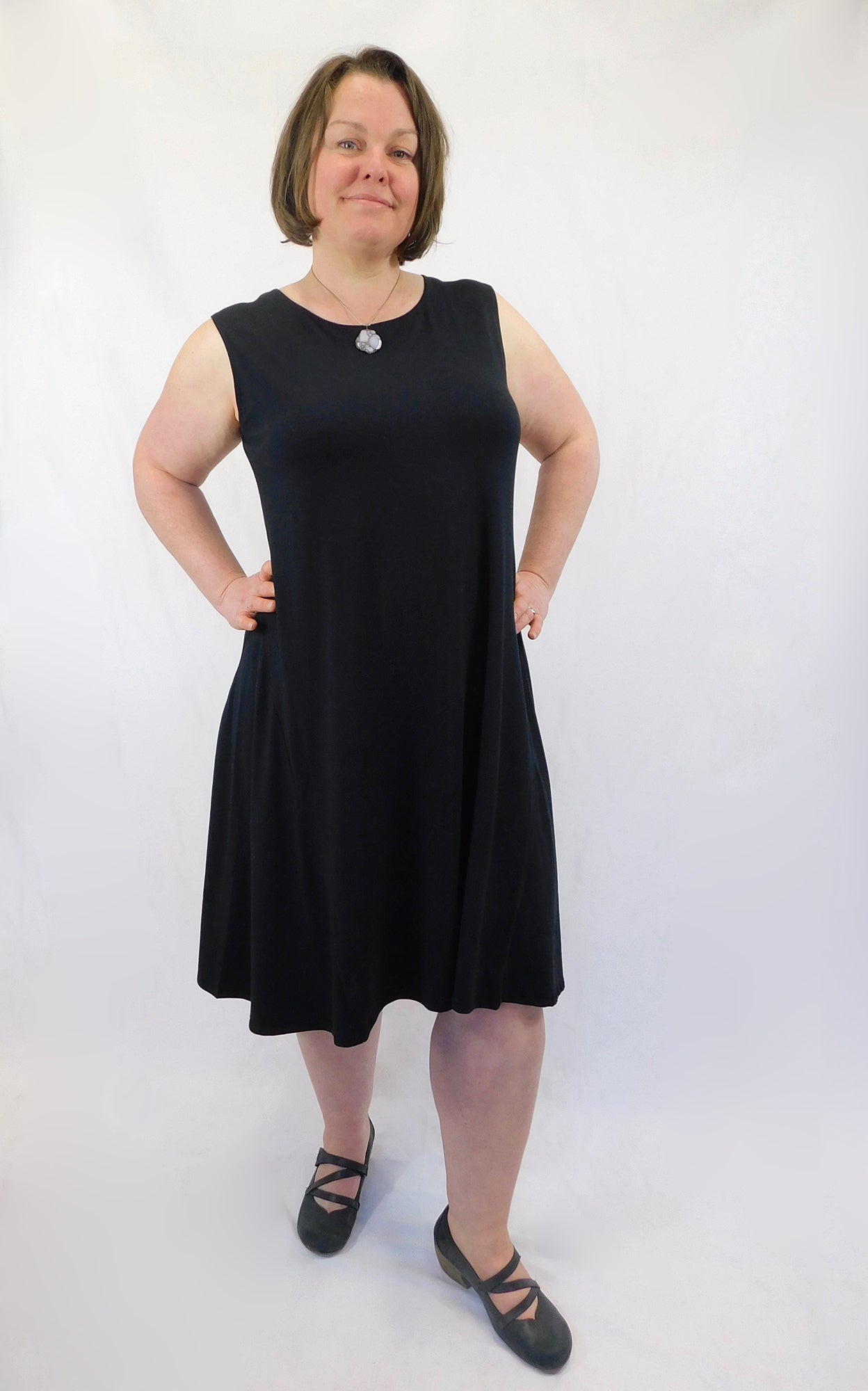 Bamboo Cotton Sleeveless Tank Dress - Black