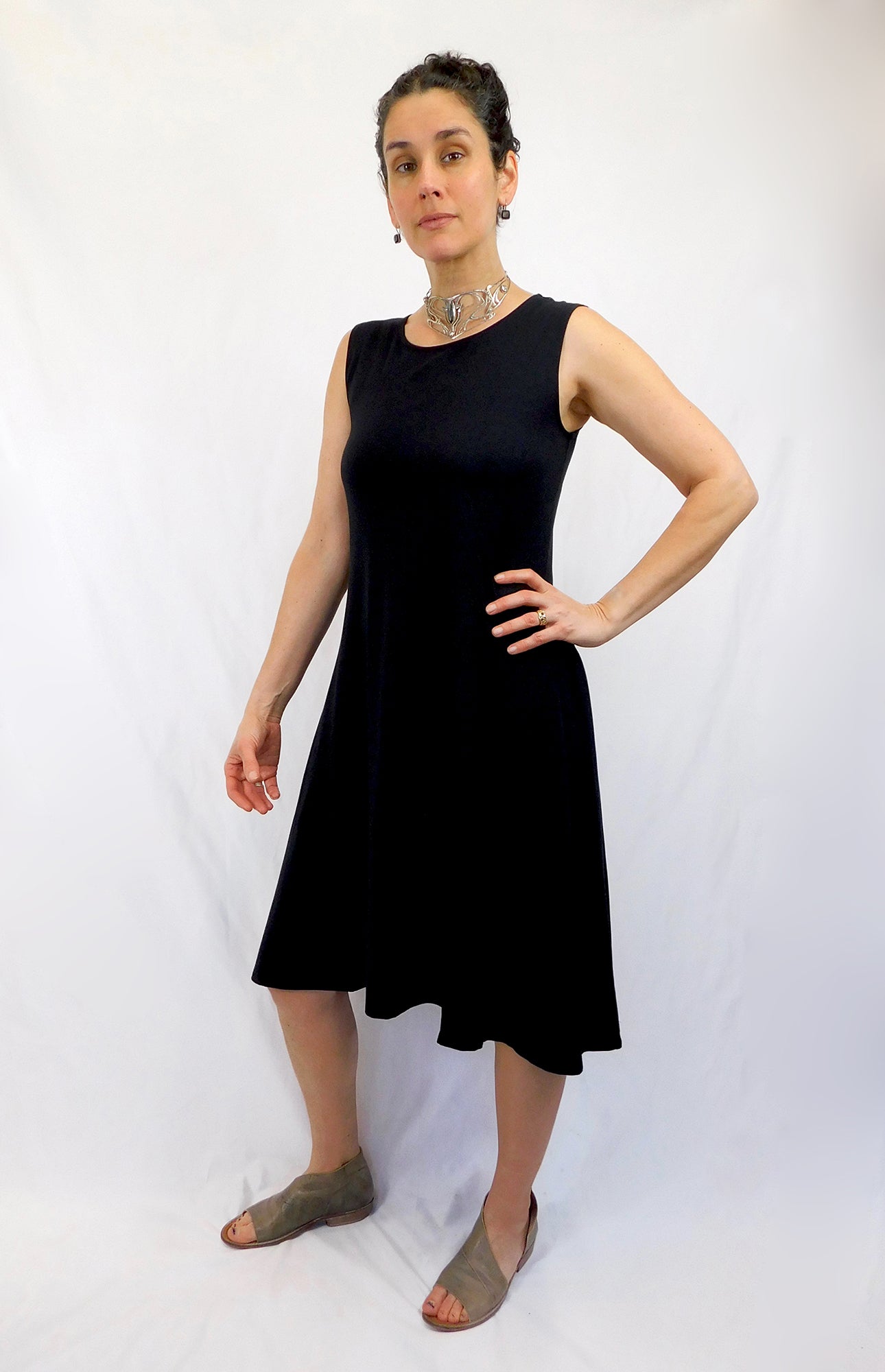 Bamboo Cotton Sleeveless Tank Dress - Black medium