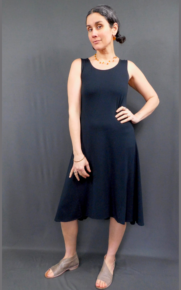 Bamboo Cotton Sleeveless Tank Dress - Black 