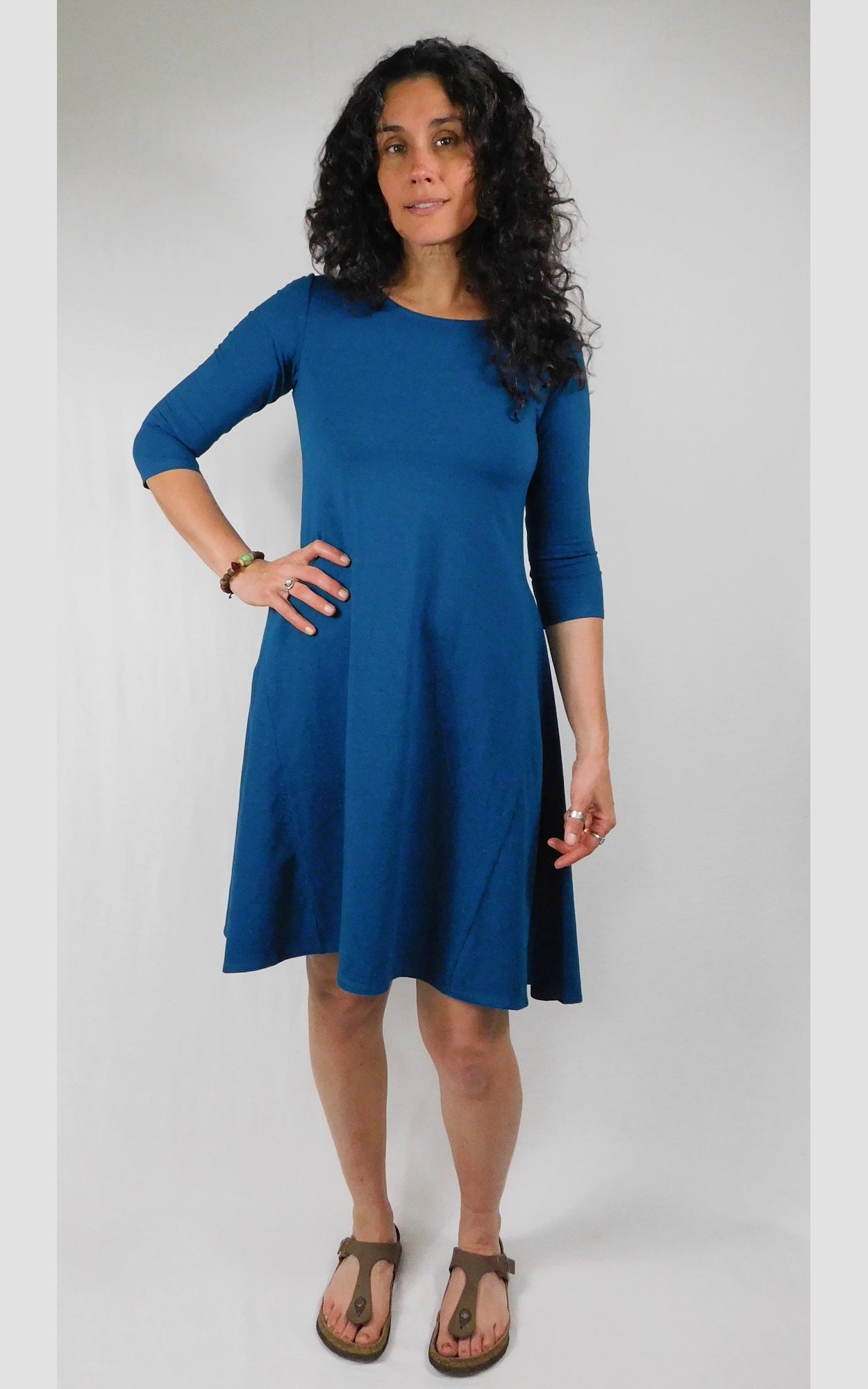 Hemp Organic Cotton Fitted Tank Dress 3/4 Sleeve Moroccan – Brenda Laine  Designs
