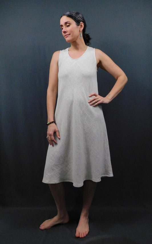 LINEN / Viscose -  BIAS cut Sleeveless Dress - Oatmeal