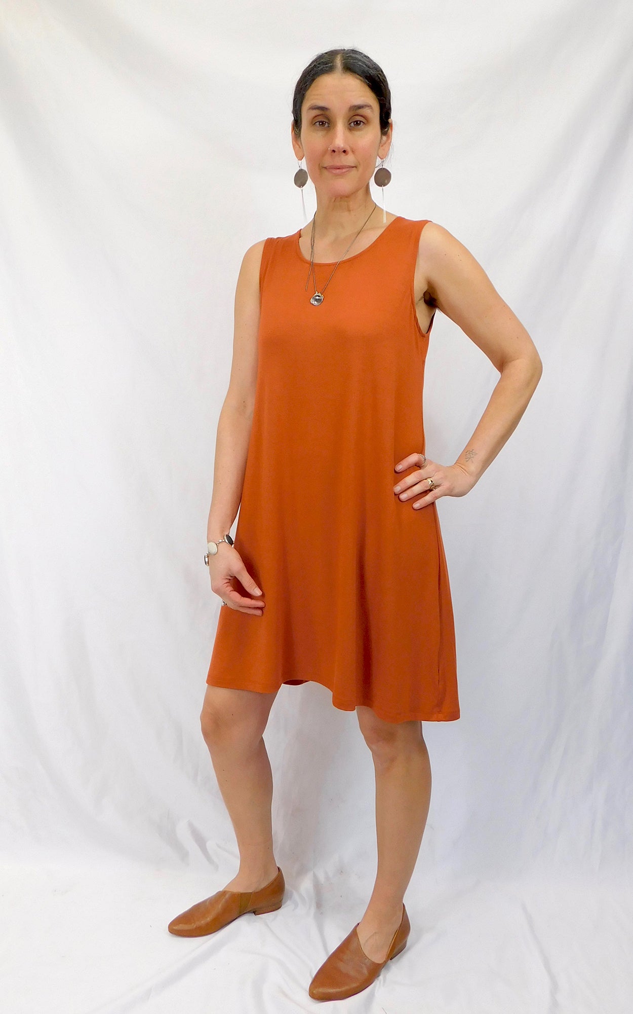 Bamboo Sleeveless Tunic Dress Orange