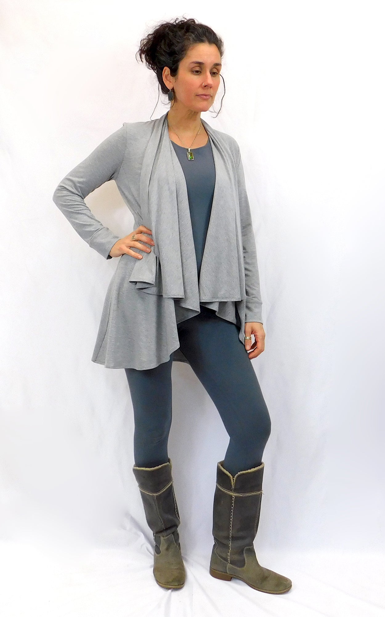 Bamboo Princess Wrap Cardigan - Heather Pearl Grey medium