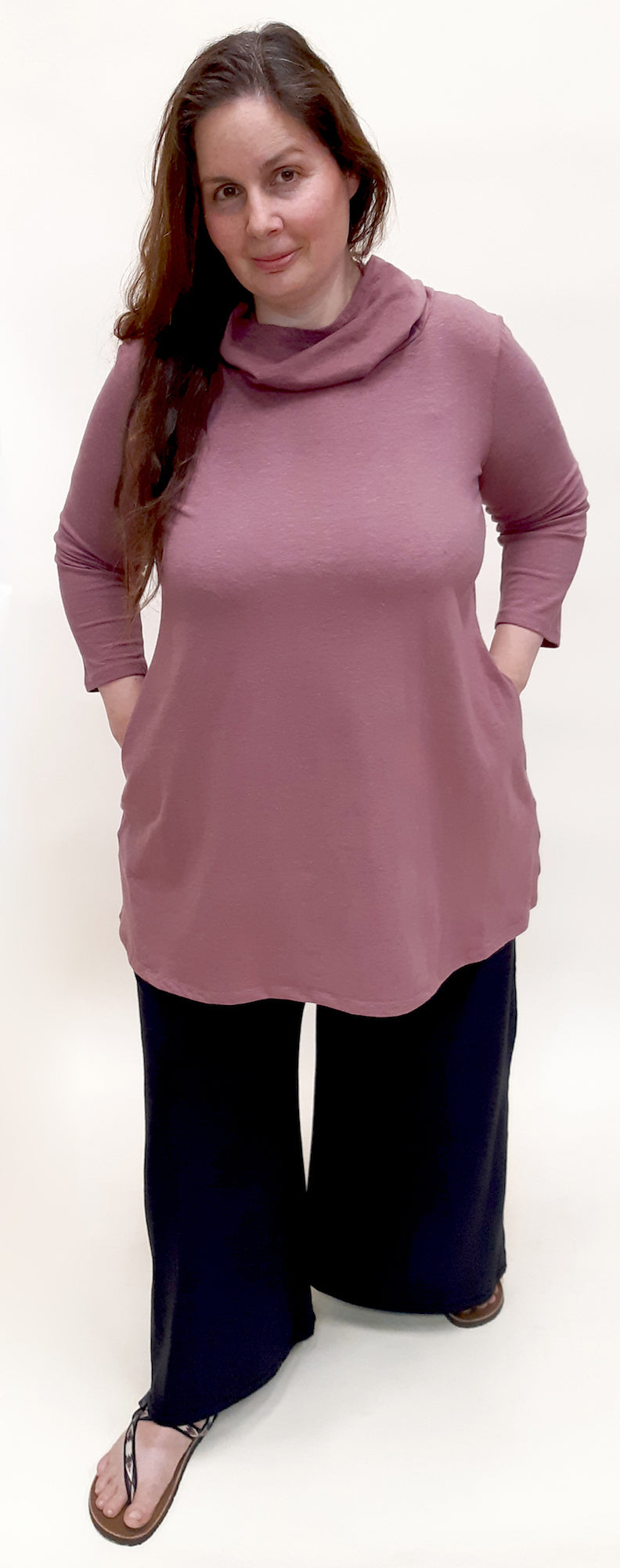 Hemp Organic Cotton 3/4 Sleeve Tunic ROSE BROWN