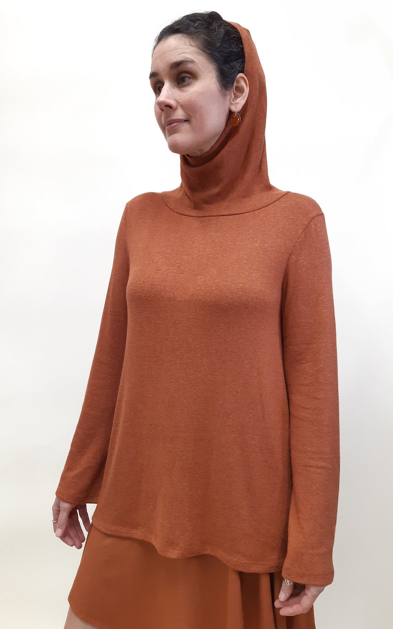 Modal Hooded Summer Sweater Rust