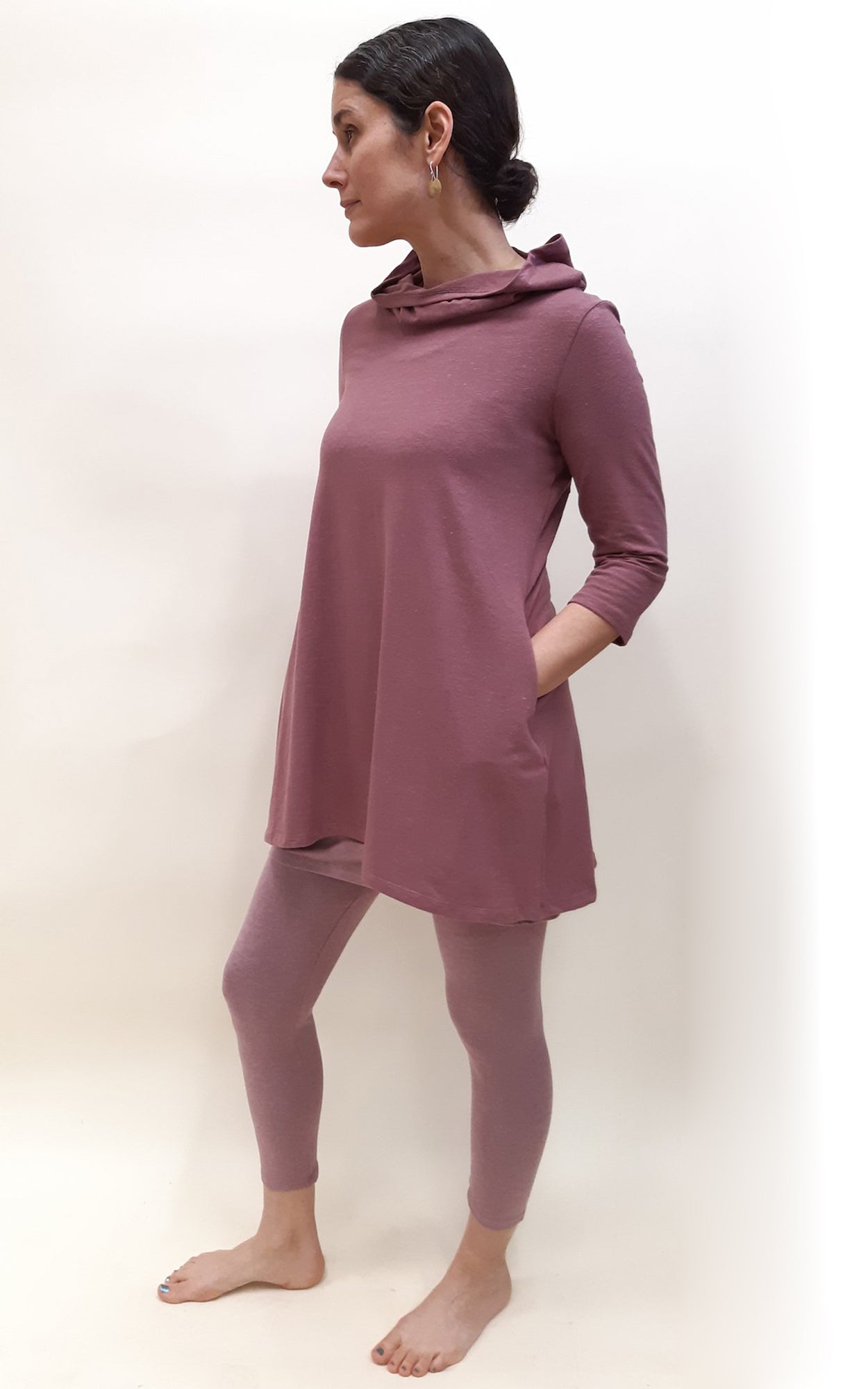 Hemp Organic Cotton 3/4 Sleeve Tunic ROSE BROWN